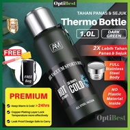 OPTIBEST Full Body 304 Stainless Steel Thermos Bottle 1000ml 1500ml Stainless Steel Water Bottle The