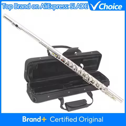 SLADE Flute 16 Closed Holes C Key Professional Transverse Flute Concert Musical Instrument with Box