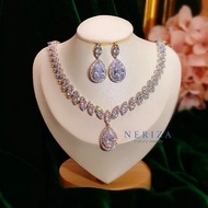 Neriza Jewelry/เครื่องประดับเจ้าสาวเพชรสังเคราะห์เกรดพรีเมี่ยม สร้อยคอต่างหู NSW013