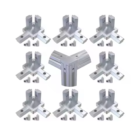 8Pcs 3-Way End Corner Bracket Connector 2020 3030 4040 Sliver or Black for T Slot Aluminum Extrusion