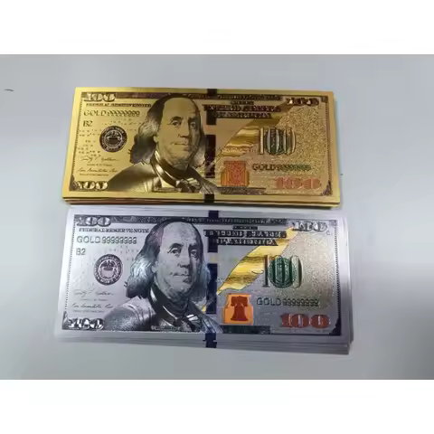 20/50/100pcs USD 100 Dollars 24k Gold Foil Golden USD 100 Dollar Fake Bills Paper Money Banknotes Cr