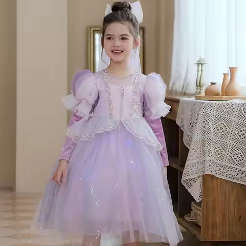 Girls Cinderella Mermaid Elsa Aurora Snow White Jasmine Clothing Fancy Dress Carnival Party Princess