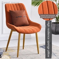 ﹊(SG Seller)Nordic Light luxury dining chair modern simple home backrest makeup desk room leather negotiation Internet C
