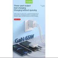 Maimi รุ่น C109  หัวชาร์จ65W ชาร์จเร็ว หัวชาร์จ แบบ 3พอร์ท อะแดปเตอร์ ปลั๊กชาร์จ สีขาว ของ แท้100%
