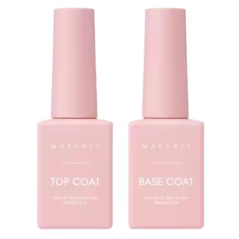 Makartt No Wipe Top Coat and Base Coat Kit, Clear Gloss Shiny Stain Resistant General Gel Top Coat N