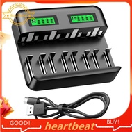 [Hot-Sale] For AA for AAA C D Ni- Rechargeable Battery Charger 8-Bay LCD Display 2A USB Input Port L