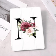 Trendy Flower Letters A-Z Tablet Bracket Leather Cover for 10.9 iPad Air 5 Case Mini 4 5 6 10.5 Pro 