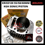 BLOCK SET (RACING) = BLOCK + PISTON + RING + CLIP + PIN (KIT SET):  MODENAS: - KRISS120  SIZE: - 55M