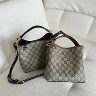 G GG Bucket Bag GG Presbyopic Bucket hobo Bag GGSupreme Printed Canvas Brown Leather Edge Child Moth