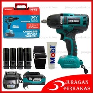 New Modern M-65 Cordless Impact Wrench 650 Nm Baterai 20V Mesin Buka Baut 100% Ori