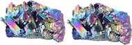 FRCOLOR 2 Pcs Crystal Cluster Titanium Coated Amethyst Cicada Charms Rainbow Crystal Deep Purple Drusy Geode Gemstone Specimen Decoraciones Para Uñas Rough Stone Shells Sculpture Natural