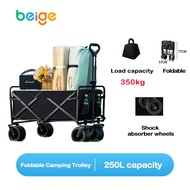 Beige Outdoor Trolley Wagon Folding Wagon baby can lie on  small stroller Shopping Camping cart