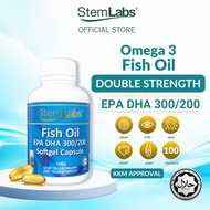 StemLabs Fish Oil Double Strength EPA300 DHA200 Omega 3 | Heart Brain Eye Joint Support  [JAKIM Hala