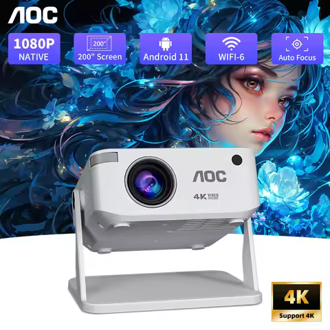 AOC HA109 Projector 4K Android 11 720P Projectors Wifi5 200" Portable Projector Bt5.4 1280*720P Home