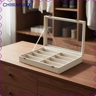 [chiwanji4x] 8 Compartment Eyewear Case Velvet Lining 8-Slot Glasses Box with Lid Sunglasses Storage