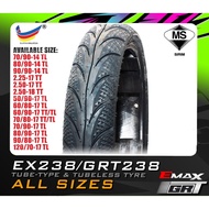 TAYAR MOTORSIKAL EMAX EX238 TUBELESS TYRE // 50,60,70,80,90,120,2.25,2.50,225,250-14,17,18 (BUNGA DI