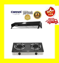 CORNELL COOKER HOOD AND INFRARED TEMP GLASS GAS STOVE (CCH-DB900BK + CGS-G155GIR)
