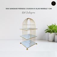 Yen 3-Tier Square Cage Rack A1 Marble Base Multipurpose Iron Rack
