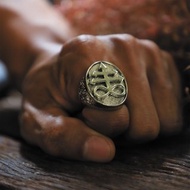 Leviathan 925纯银撒旦风格的男女通用十字架戒指