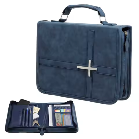 PU Leather Bible Case Women Zipper Handle Handbags Bible Book Cover Hymns Bible Carrying Storage Bag