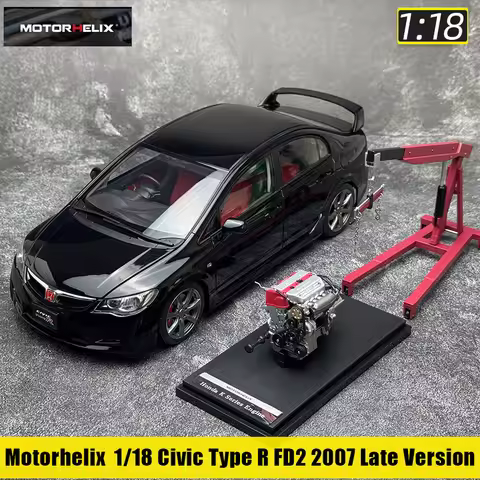 MOTORHELIX MH 1/18 Honda Civic Type R (FD2) 2007 Facelift - Black Collector's Model Car static decor