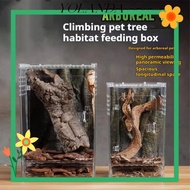 YOLAN 1Pcs Reptile Feeding Box, Acrylic Anti-Escape Ecological Desert Landscaping Box, Durable Breat
