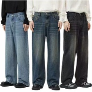 Men's Straight Cut Seluar Jeans lelaki Korean Fashion Loose Jeans seluar jeans lelaki panjang