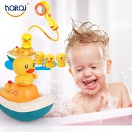 Hai Tai ของเล่นรูปเป็ดอาบน้ำชุดสปริงเกอร์3เป็ดน้อย,ฝักบัวฉีดน้ำน้ำไฟฟ้าเรือโจรสลัดของเล่นเด็กเล่นน้ำของเล่นสระว่ายน้ำสำหรับฤดูร้อนสปริงเกลอร์ไฟฟ้าหมุนได้ Age1-6หัวฉีดเป็ด