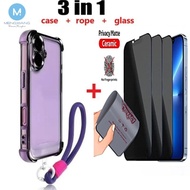 3in1 1Pcs Phone Case+1Pcs Matte Anti Spy Ceramic Tempered Glass for VIVO Y04 Y03 Y02 Y29 Y19s Y39 Y1