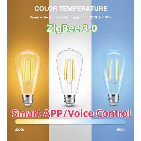 AC220V Zigbee 3.0 Vintage Style LED Filament Bulb Lamp ST64 E27 7W Pro Dual-White Bulb Light Smart W