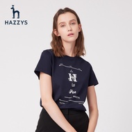 Hazzys Women's Sporty Casual Print Short Sleeve T-shirt - Premium 100% Cotton