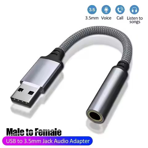 USB-A To 3.5mm Aux Audio Headphone Jack Earphone Cable Adapter Connector For Mobile Phone Speaker Ip