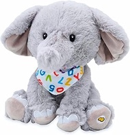 Cuddle Barn - Alphabet Elroy | Animated Singing Elephant Stuffed Animal Plush Toy Wiggles Ears to AB