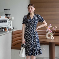 Avalin dress (Vanilla Chapters) - เดรสลายดอกผ้าลินินเกาหลี