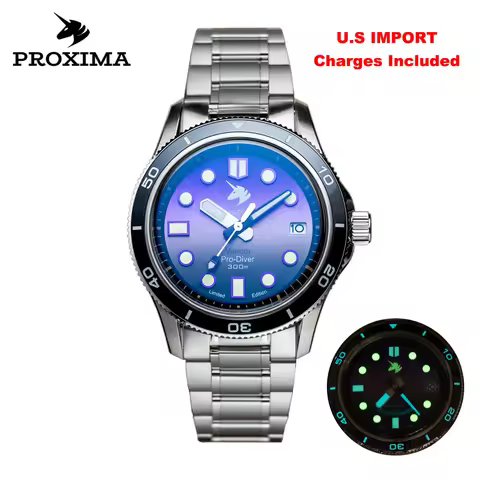 Proxima PX1747 Men Mechanical Watches C3 BGW9 Sunburst Dial Sapphire Glass 9015 Automatic Watch