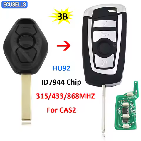 Ecusells Modified Flip Remote Car Key for BMW CAS2 1 3 5 6 Series X5 E93 E60 Z4 315Mhz 433Mhz 868MHZ