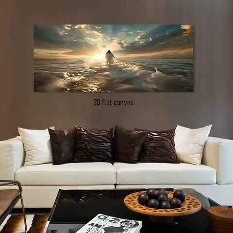 1 piece of Jesus walking on water canvas decorative painting with Christian religious theme 2D plan