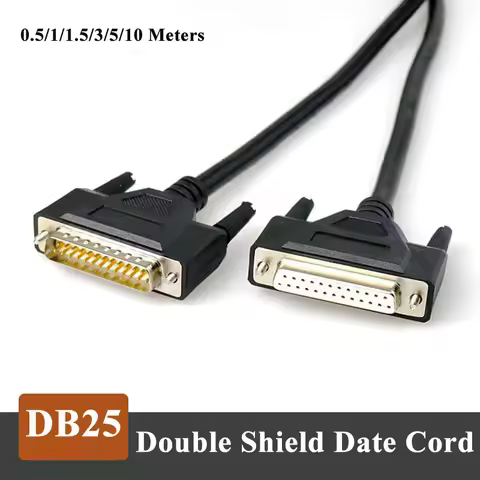 DB25 Double Shielded Wire Parallel Port Data Transmission Cable Male to Female 25pin Copper Computer