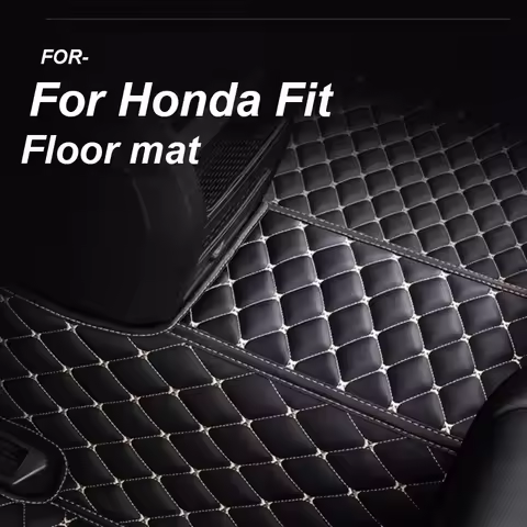 LUXURY Car Floor Mats For Honda Fit Jazz GK3 4 5 6 7 2014~2020 Carpet Mat Luxury Leather Rug Interio