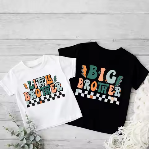 Big & Little Brother Sibling Shirts Matching Sibling Outfits Summer Short Sleeve Kid Tshirts Clothes