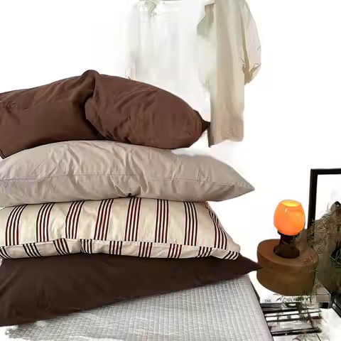 1/2 PCS Pillowcase Single Item Solid ColorinsSimple Striped Pillowcase Single Piece 100% Cotton Pill