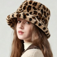 The New Leopard Print Plush Bucket Hat Is Versatile For Keeping Warm In Autumn And Winter. It Is Win