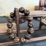 Agarwood Maitreya Buddha Carved Bracelet Laughing Buddha Wenwan Buddha Beads Sandalwood Buddha Doubl