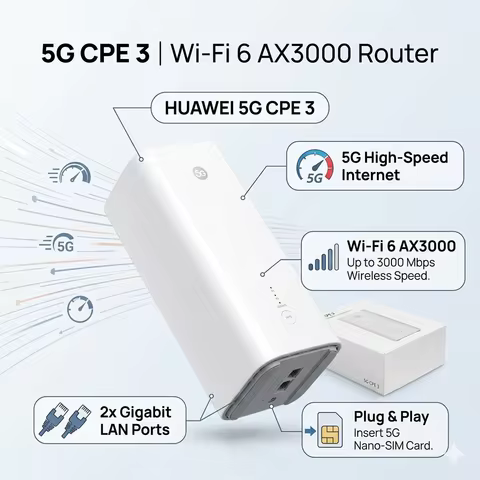 HUAWEI 5G CPE 3 H138-380 | AX3000 Next-Gen WiFi 6 Router Global Version | Unlocked for All Carriers 