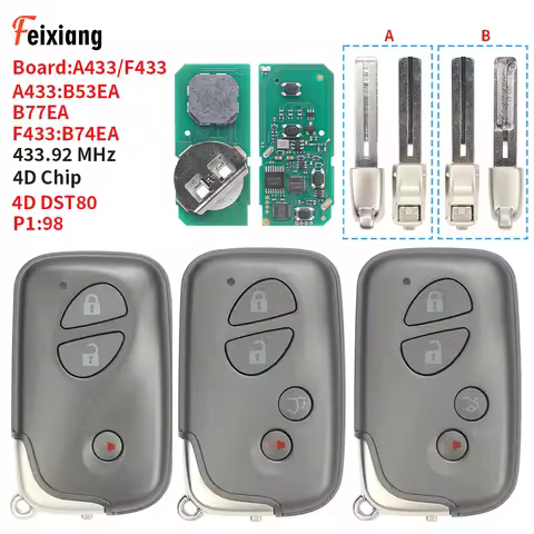 FX F433 B74EA A433 B53EA/B77EA 433MHz 4D Car Remote Key For Toyota Prius Prado Land Cruiser Camry Cr