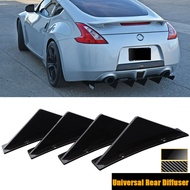 4PCS Universal For Nissan Altima 350Z 370Z GT-R 2000-2022 Rear Bumper Lip Diffuser Shark Fins Spoile