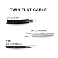 Wire Twin Flat Cable 2C x 2.5mm Pure Copper /  2C x 23/0.14 / VDE 2C x 23/0.15