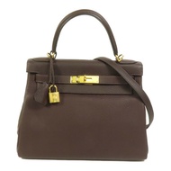HERMES Togo皮革Kelly 28金扣手挽肩背兩用袋Rouge Sellier