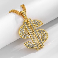 Hip Hop Dollar Symbol Pendant Necklace Diamond Exaggerated Domineering Dollar Alloy Trendy Men Trend