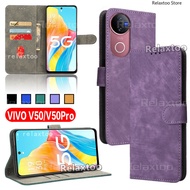 VIVOV50 Matte Flip Leather Casing For VIVO V50 Pro Lite E V50Pro V50E V50Lite V 50Pro VIVOV50Pro 5G 